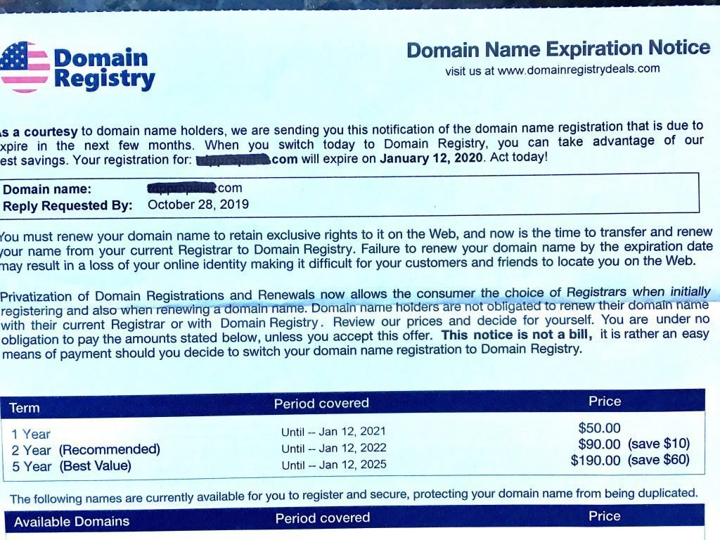 Domain Registry Scams FosDog